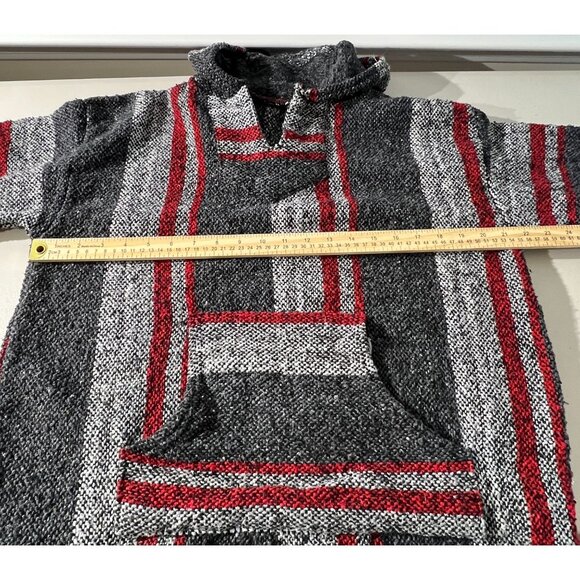 Baja Hoodie Unisex Casual Pullover Style With Kangaroo Pocket Gray/Black/Red Str - Picture 6 of 7